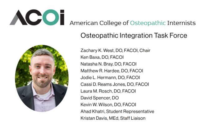 Dr. West to serve as Chair of the ACOI Osteopathic Integration Task Force